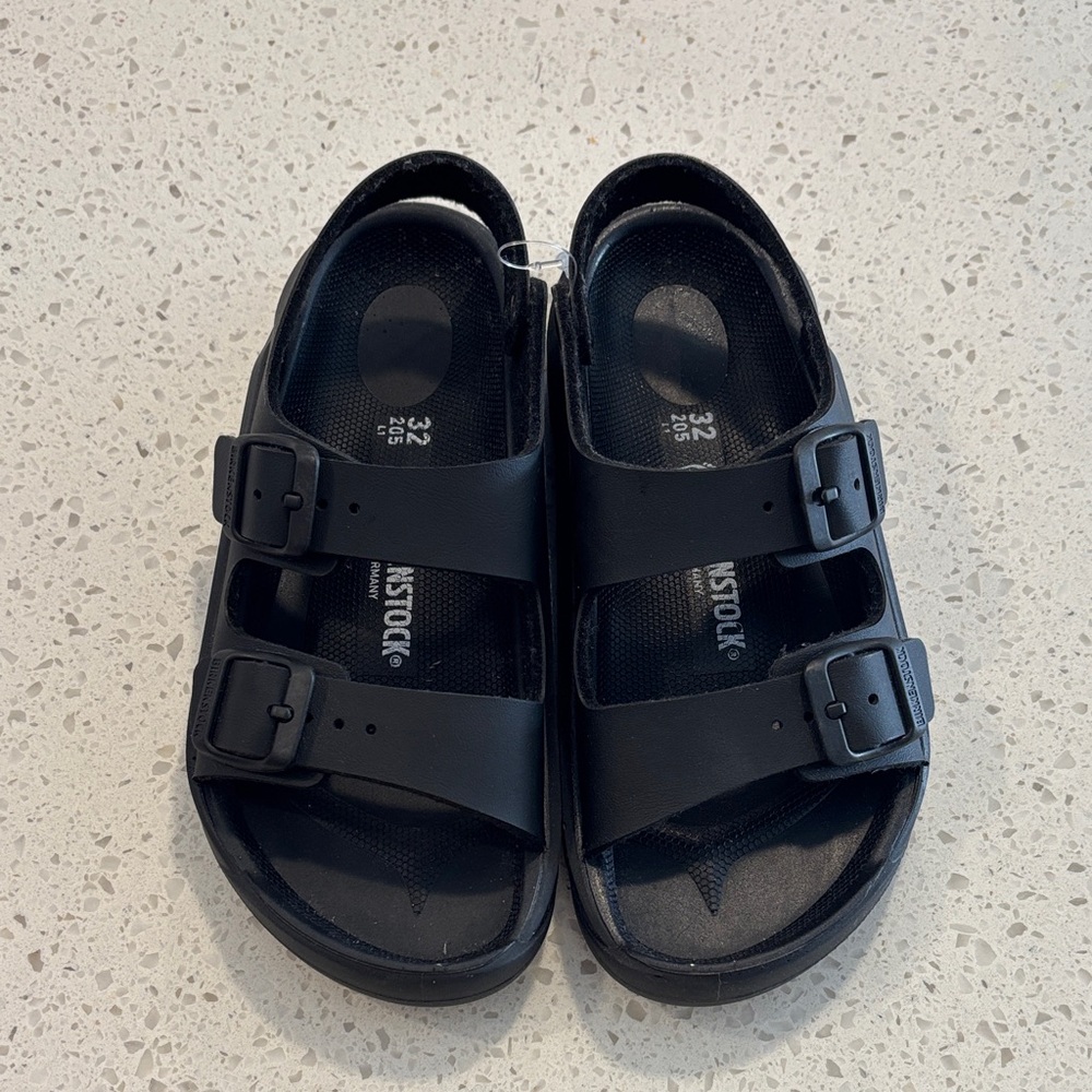 Birkenstock Kids Black Two-Strap EVA Sandals with Buckles